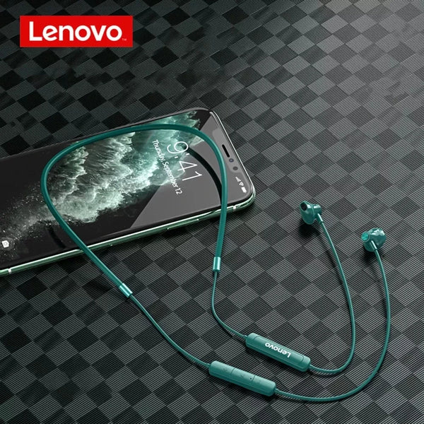 Fones de ouvido sem fio Lenovo SH1 originais, fones de ouvido Bluetooth esportivos, faixa magnética para pescoço, com microfone, novos-1A