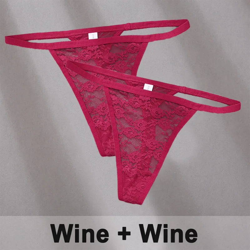 2 pçs sexy calcinha de algodão de renda para mulheres g-string roupa interior perspectiva tangas cor sólida cuecas femininas íntimas lingerie