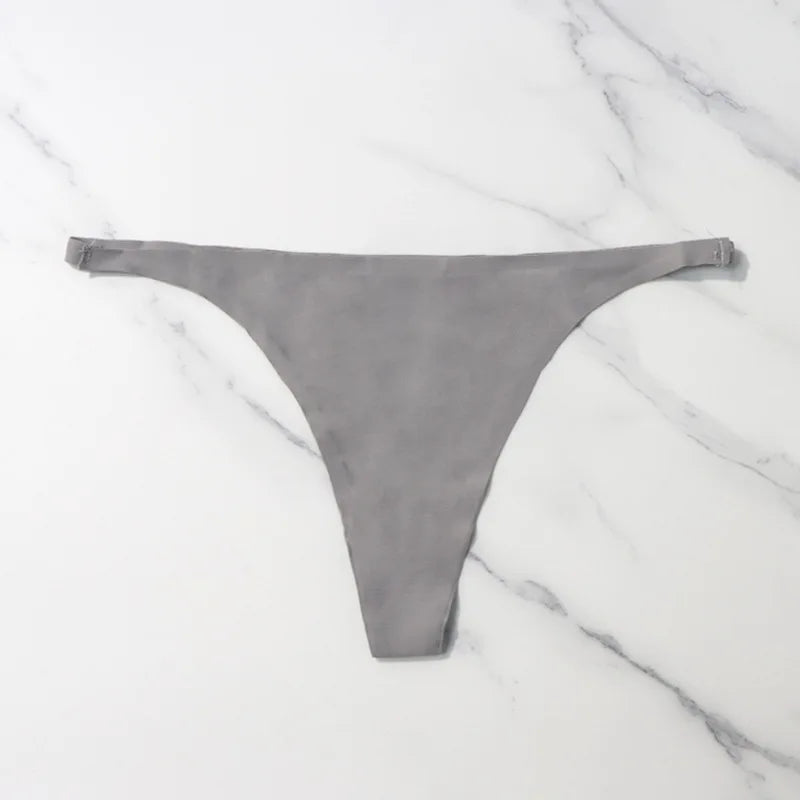 Calcinha sem costura de seda gelo para mulheres macio fino banda tangas mulher cetim roupa interior feminino biquíni calcinha corda tangas mujer
