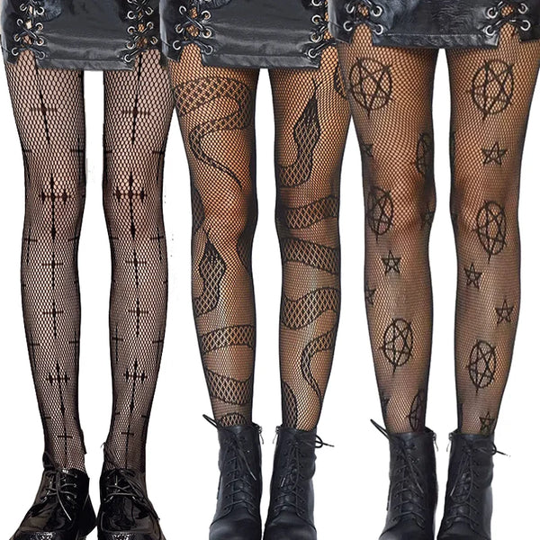 Sexy feminino leopardo impressão malha fishnet net meia-calça meias de festa meias meias lolita jk g collants roupas góticas