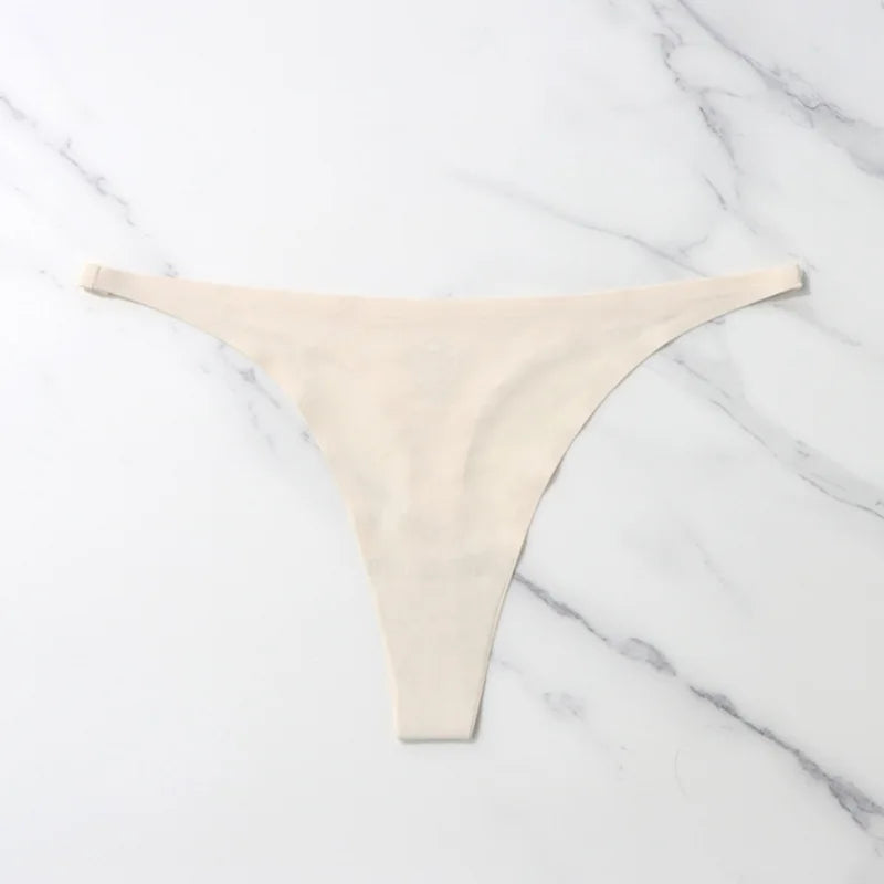 Calcinha sem costura de seda gelo para mulheres macio fino banda tangas mulher cetim roupa interior feminino biquíni calcinha corda tangas mujer