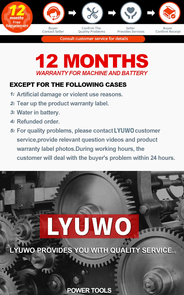 Lyuwo martelo de impacto profissional com bateria de lítio, broca de impacto sem escova, perfuração de concreto/metal 20v 4500ipm