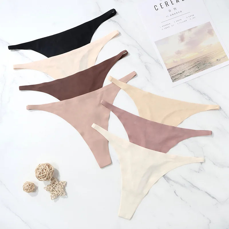Calcinha sem costura de seda gelo para mulheres macio fino banda tangas mulher cetim roupa interior feminino biquíni calcinha corda tangas mujer