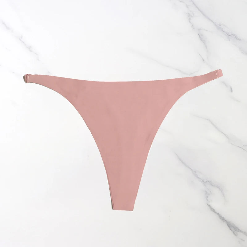 Calcinha sem costura de seda gelo para mulheres macio fino banda tangas mulher cetim roupa interior feminino biquíni calcinha corda tangas mujer