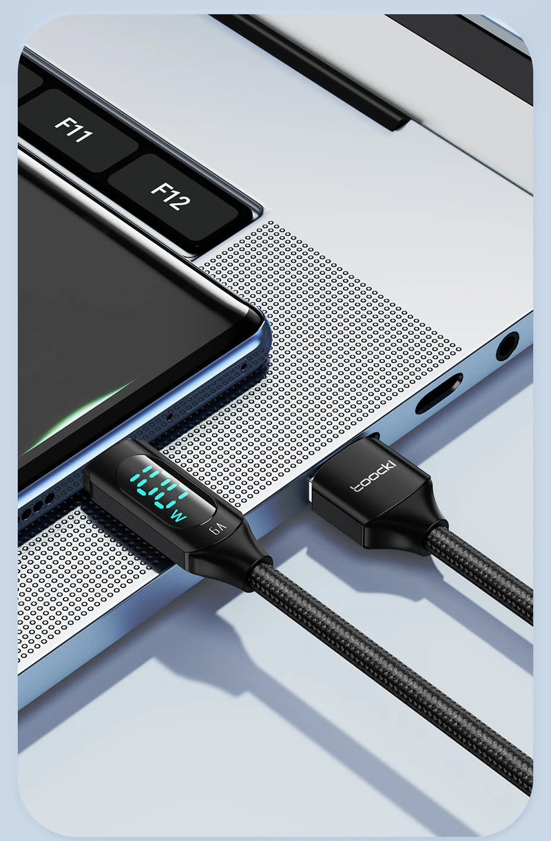 Toocki 100W Cabo USB tipo C para Huawei Honor Xiaomi Samsung Super Charge Carregamento rápido Cabo de dados do carregador USB C Cabo de fio 1m 2m-1A