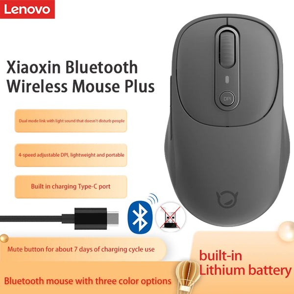 Mouse Xiaoxin Plus Bluetooth Wireless Mouse Crepúsculo Cinza Escuro Bluetooth Dual Mode Mouse Silencioso para Escritório-1A