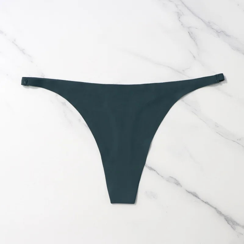 Calcinha sem costura de seda gelo para mulheres macio fino banda tangas mulher cetim roupa interior feminino biquíni calcinha corda tangas mujer