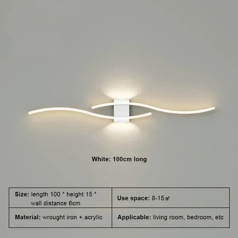 Faixa de led lâmpada de parede 60/80/100/120cm controle remoto dupla curva luz cabeceira sala estar quarto decoração casa lâmpadas iluminação led