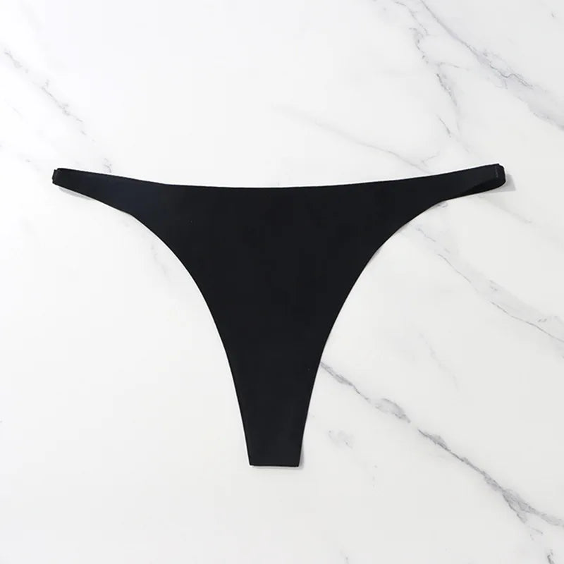 Calcinha sem costura de seda gelo para mulheres macio fino banda tangas mulher cetim roupa interior feminino biquíni calcinha corda tangas mujer