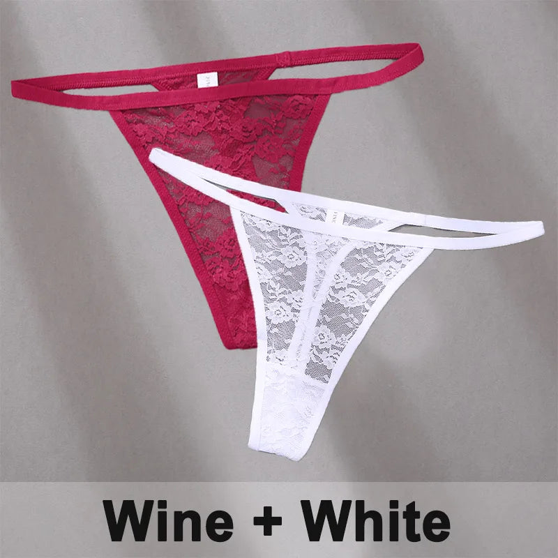 2 pçs sexy calcinha de algodão de renda para mulheres g-string roupa interior perspectiva tangas cor sólida cuecas femininas íntimas lingerie