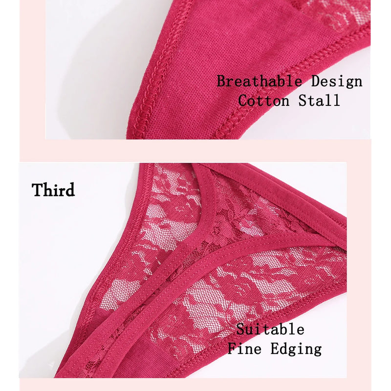 2 pçs sexy calcinha de algodão de renda para mulheres g-string roupa interior perspectiva tangas cor sólida cuecas femininas íntimas lingerie