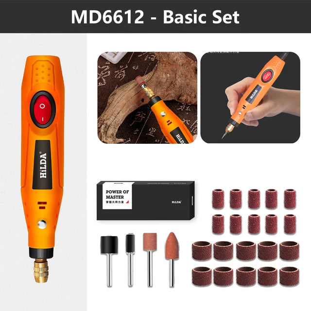 Hilda mini broca elétrica moedor caneta de gravura mini broca elétrica ferramenta rotativa acessórios da máquina moagem