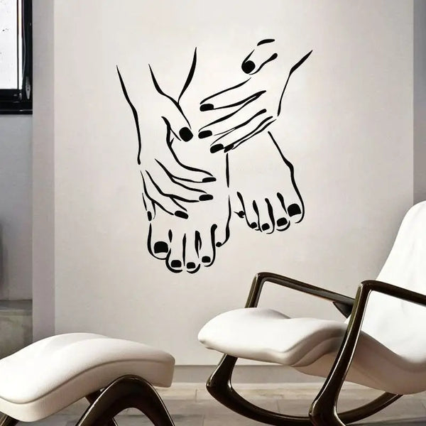 Estúdio de arte do prego decalque da parede pedicure manicure salão design polonês vinil adesivos de parede moda quarto decoração arte murais