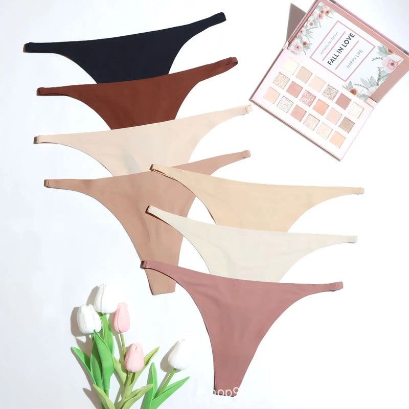 Calcinha sem costura de seda gelo para mulheres macio fino banda tangas mulher cetim roupa interior feminino biquíni calcinha corda tangas mujer