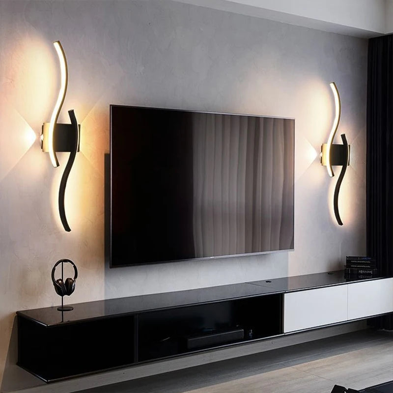 Faixa de led lâmpada de parede 60/80/100/120cm controle remoto dupla curva luz cabeceira sala estar quarto decoração casa lâmpadas iluminação led