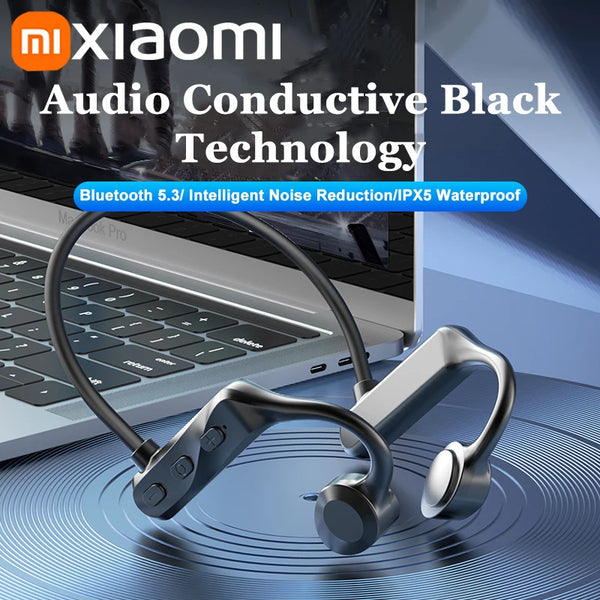 Fones de ouvido Xiaomi para natação com condução óssea Bluetooth 5.3, sem fio, IPX8, à prova d'água, com condução de ar, novos lançamentos-1A