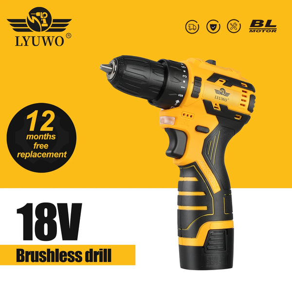 Lyuwo 16.8v furadeira elétrica sem escova 35nm furadeira sem fio mini chave de fenda elétrica bateria de íon de lítio furadeira elétrica doméstica