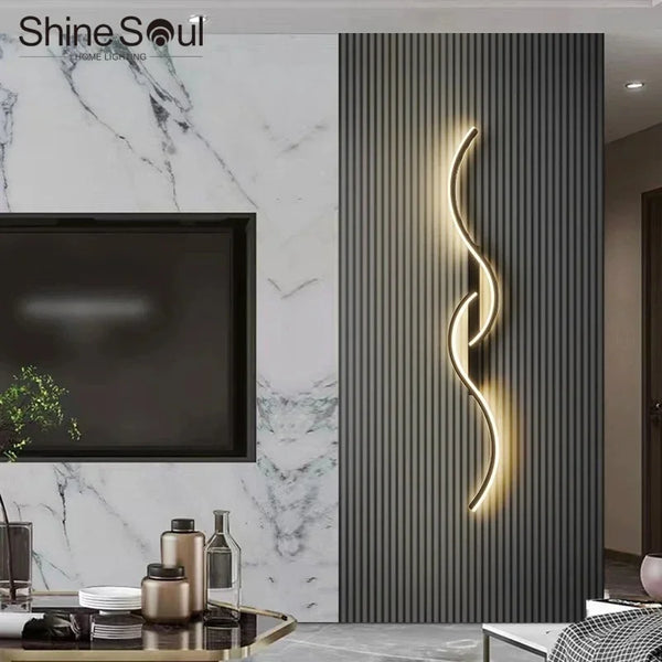 Moderna lâmpada de parede led quartos sala estar iluminação interior tv sofás cabeceira fundos decoração luzes tira minimalista luz parede