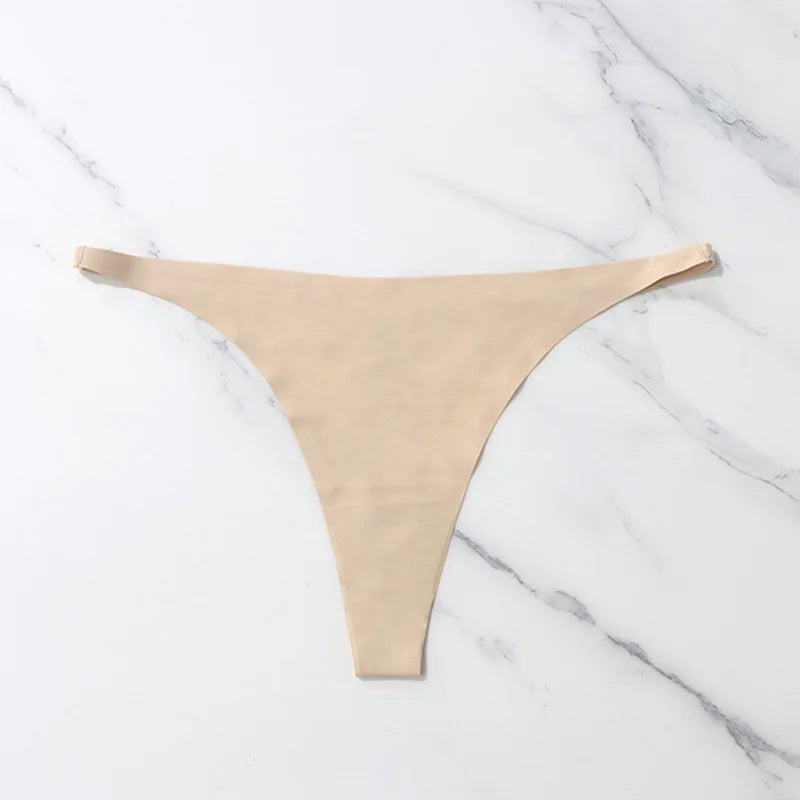 Calcinha sem costura de seda gelo para mulheres macio fino banda tangas mulher cetim roupa interior feminino biquíni calcinha corda tangas mujer