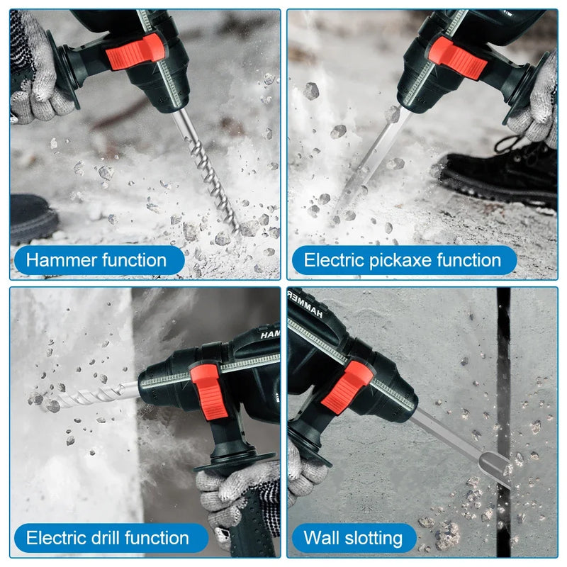 Kamolee 2000W 10600IPM Brushless Cordless Rotary Hammer Broca Recarregável Martelo Elétrico Furadeira de Impacto Para Makita Bateria