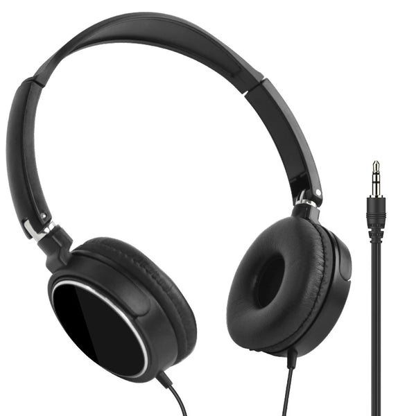 Fones de ouvido com fio supra-auriculares, áudio portátil, graves, estéreo de alta fidelidade, 3,5 mm, fones de ouvido ajustáveis, pretos e brancos, fones de ouvido dobráveis para celular-1A