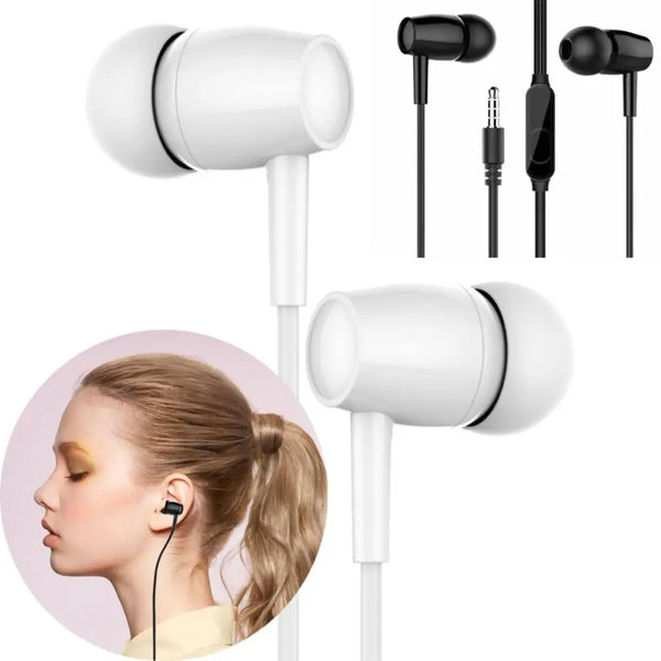 Fones de ouvido com fio de 3,5 mm Fones de ouvido esportivos com graves Fones de ouvido estéreo com microfone Fones de ouvido para música-1A