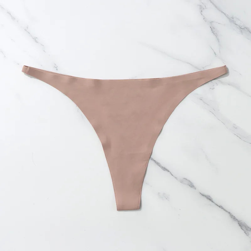 Calcinha sem costura de seda gelo para mulheres macio fino banda tangas mulher cetim roupa interior feminino biquíni calcinha corda tangas mujer