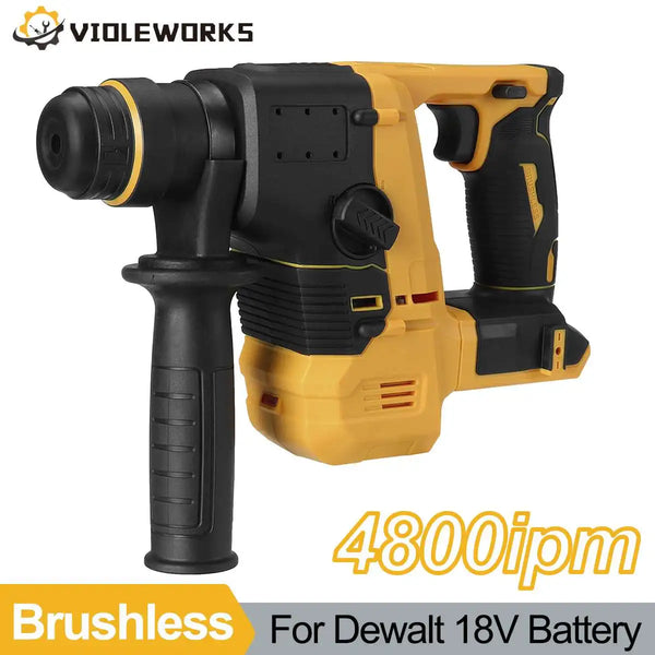 Broca de impacto rotativa elétrica sem fio, martelo sem escova, funções duplas, Dewalt, bateria 18V, 26mm, 4800ipm