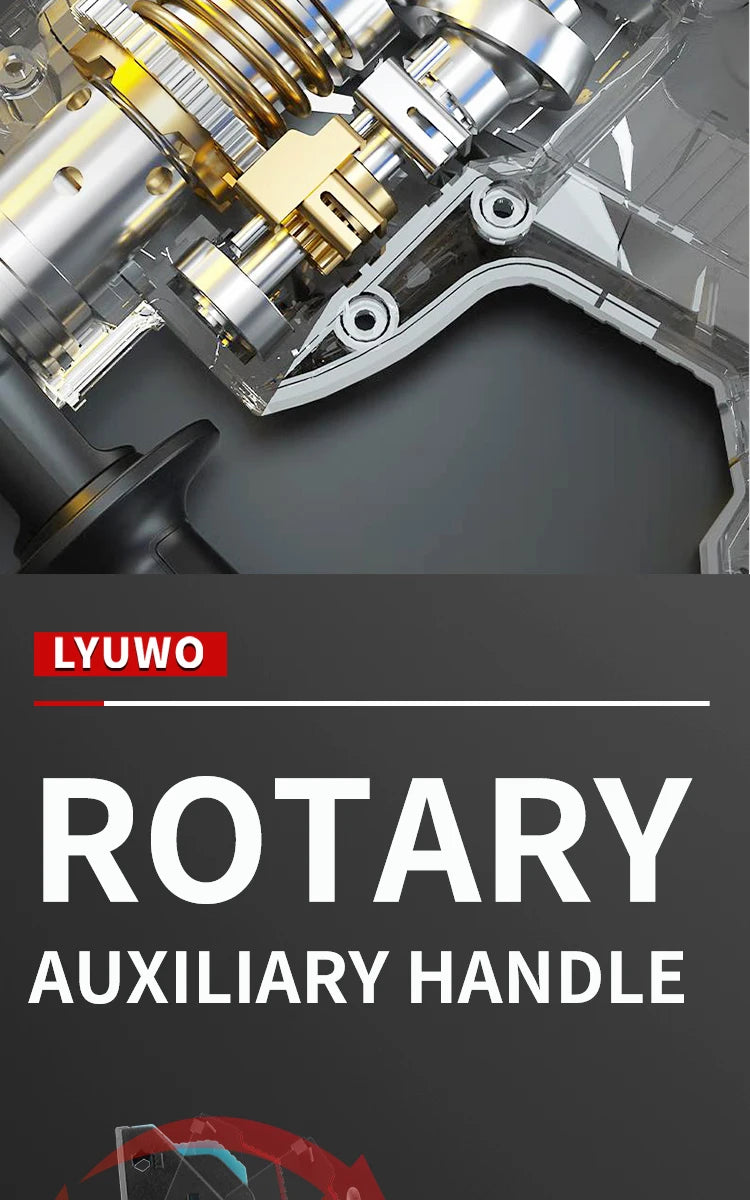 Lyuwo martelo de impacto profissional com bateria de lítio, broca de impacto sem escova, perfuração de concreto/metal 20v 4500ipm