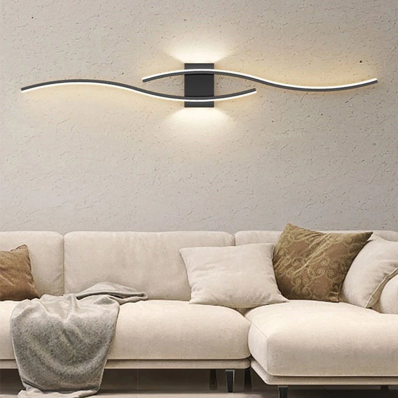 Faixa de led lâmpada de parede 60/80/100/120cm controle remoto dupla curva luz cabeceira sala estar quarto decoração casa lâmpadas iluminação led