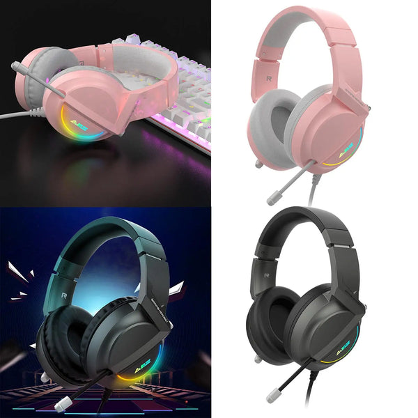 Fone de ouvido para jogos AX365 RGB com fio e microfone 7.1 Channel Surround Led Light para PC, laptop e desktop-1A98