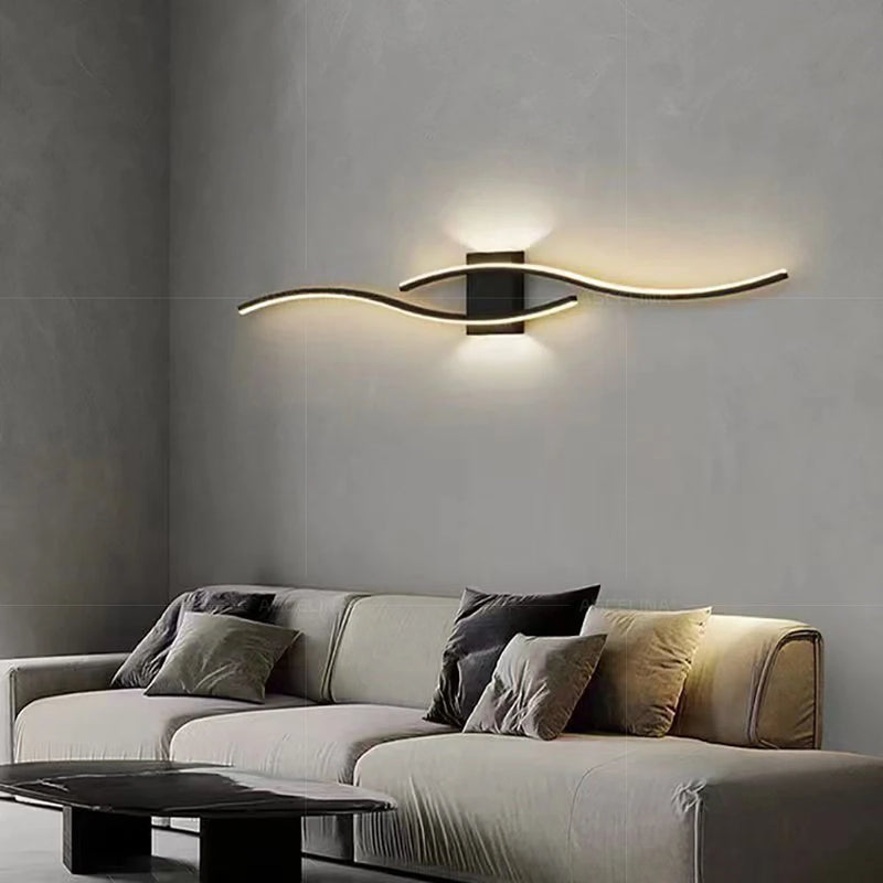 Faixa de led lâmpada de parede 60/80/100/120cm controle remoto dupla curva luz cabeceira sala estar quarto decoração casa lâmpadas iluminação led