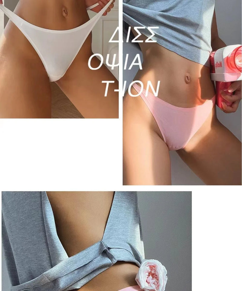 Calcinha sem costura de seda gelo para mulheres macio fino banda tangas mulher cetim roupa interior feminino biquíni calcinha corda tangas mujer