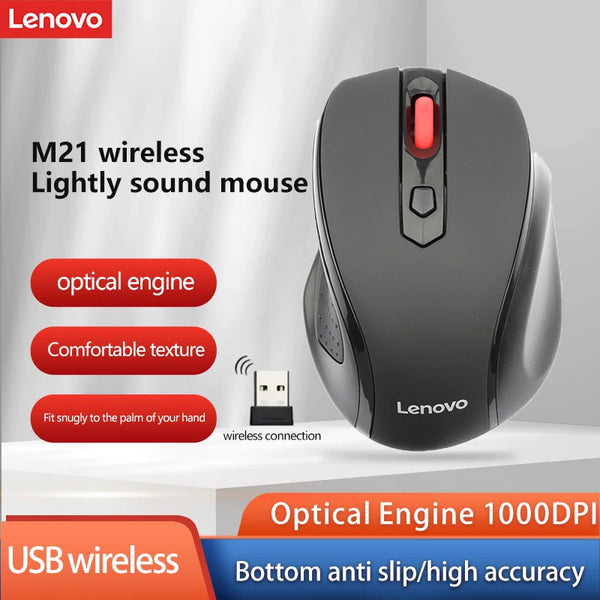 Mouse Lenovo Mouse Lenovo M21 Office Mouse Preto Silencioso Mouse Sem Fio-1A