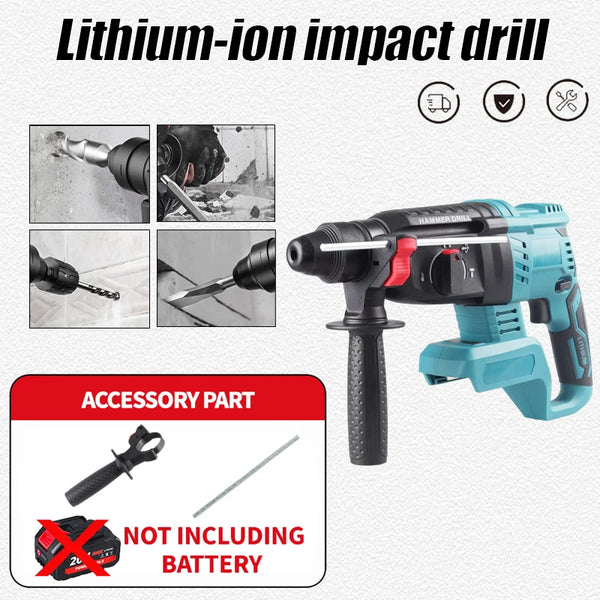 Lyuwo martelo de impacto profissional com bateria de lítio, broca de impacto sem escova, perfuração de concreto/metal 20v 4500ipm