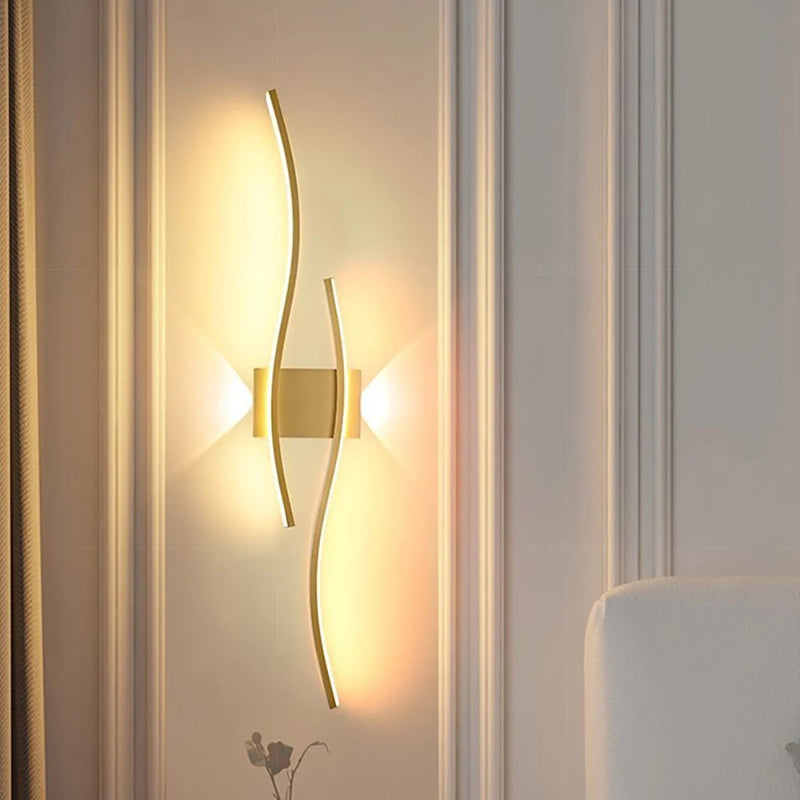 Faixa de led lâmpada de parede 60/80/100/120cm controle remoto dupla curva luz cabeceira sala estar quarto decoração casa lâmpadas iluminação led