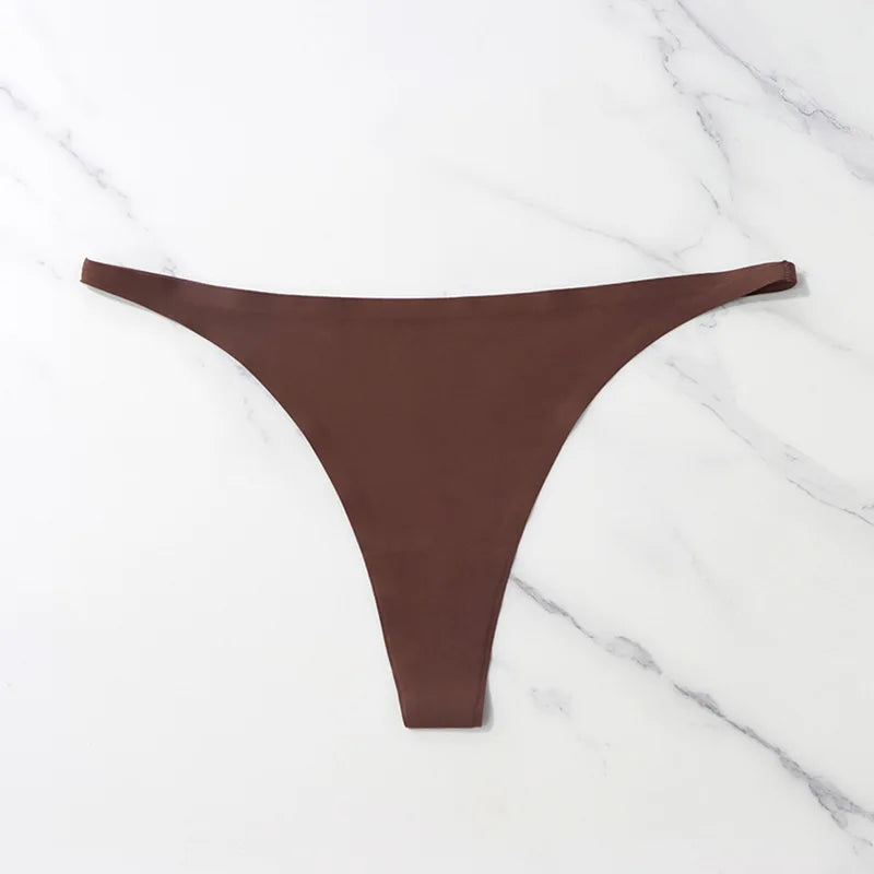 Calcinha sem costura de seda gelo para mulheres macio fino banda tangas mulher cetim roupa interior feminino biquíni calcinha corda tangas mujer
