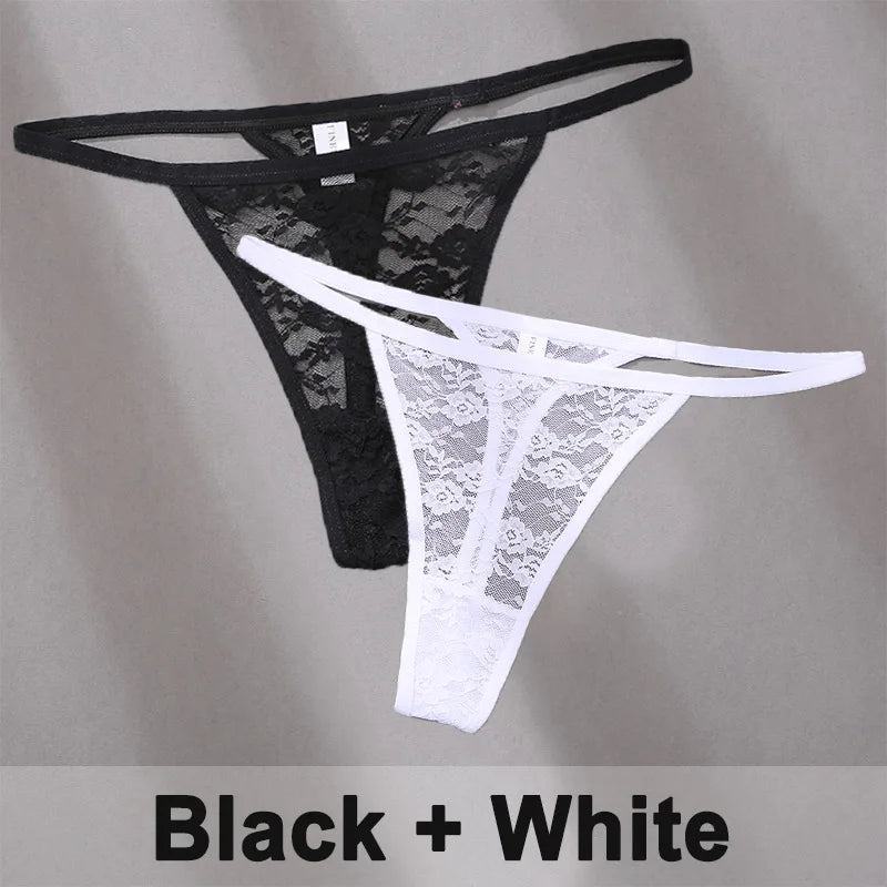 2 pçs sexy calcinha de algodão de renda para mulheres g-string roupa interior perspectiva tangas cor sólida cuecas femininas íntimas lingerie