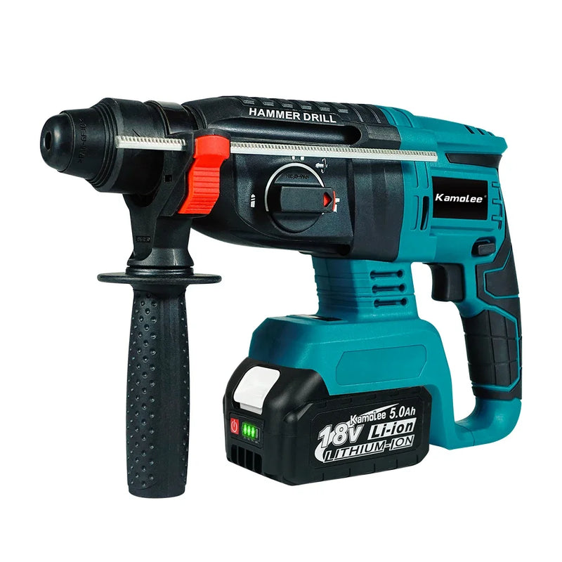 Kamolee 2000W 10600IPM Brushless Cordless Rotary Hammer Broca Recarregável Martelo Elétrico Furadeira de Impacto Para Makita Bateria