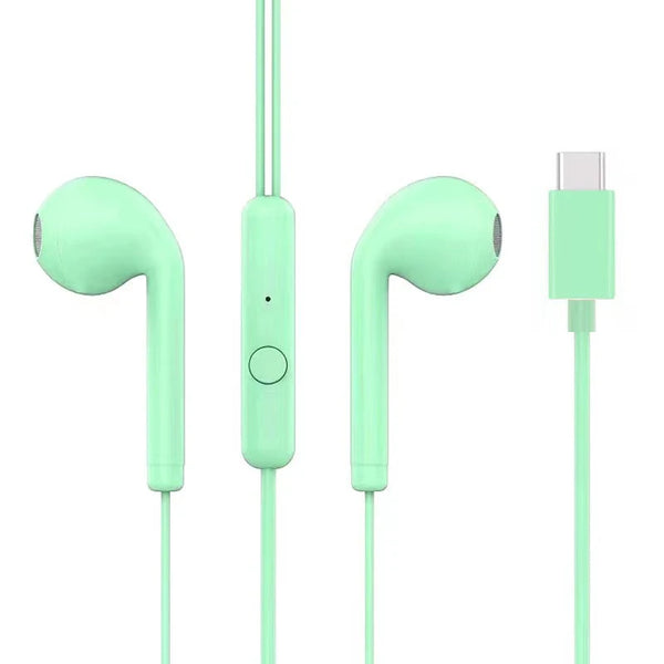 Fone de ouvido intra-auricular com fio tipo C de 3,5 mm com microfone, fone de ouvido esportivo estéreo para iPhone, Samsung, Huawei e Xiaomi-1A