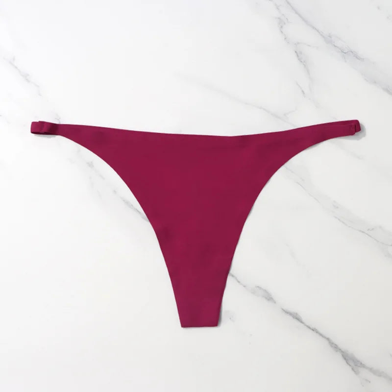 Calcinha sem costura de seda gelo para mulheres macio fino banda tangas mulher cetim roupa interior feminino biquíni calcinha corda tangas mujer