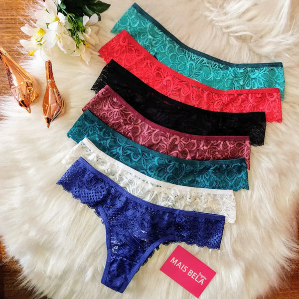 Calcinha Fio Rendada/Renda - Moda Íntima Lingerie Sensual Conforto Beleza Sexy